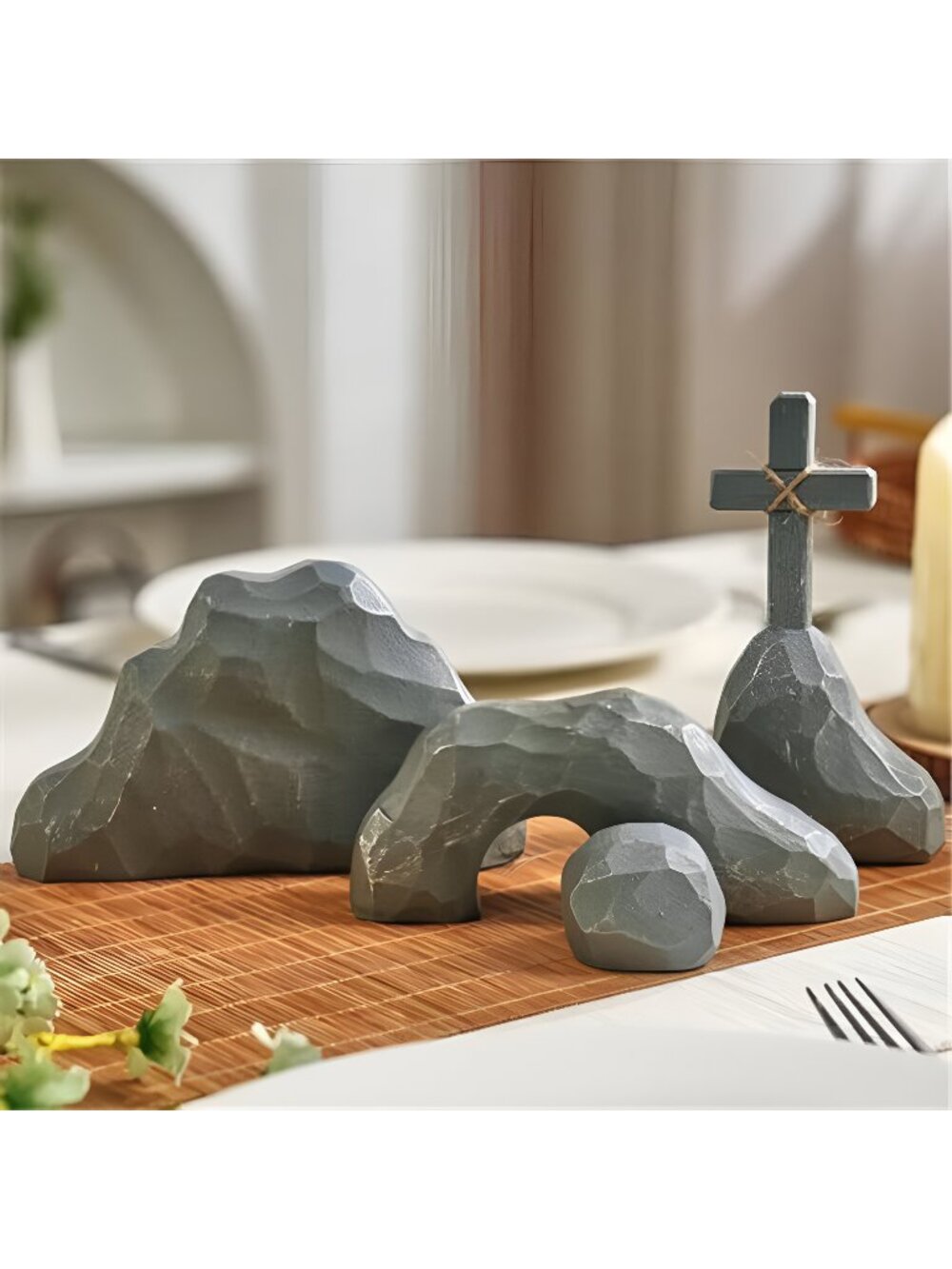 Empty Tomb Easter Decor with Cross, Easter Empty Tomb Resurrection Scene